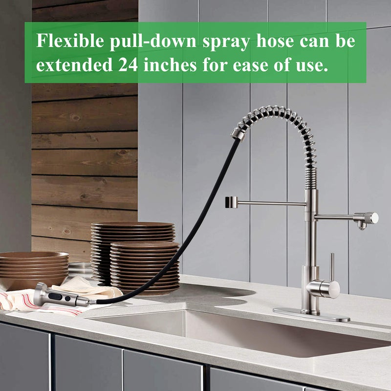 PAKING Kitchen Sink Faucet, Pull-Down Water Filtration Faucet, Bar Filter, Brushed Nickel, Stainless Steel, PB1017 - Image 4
